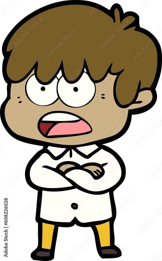 worried cartoon boy