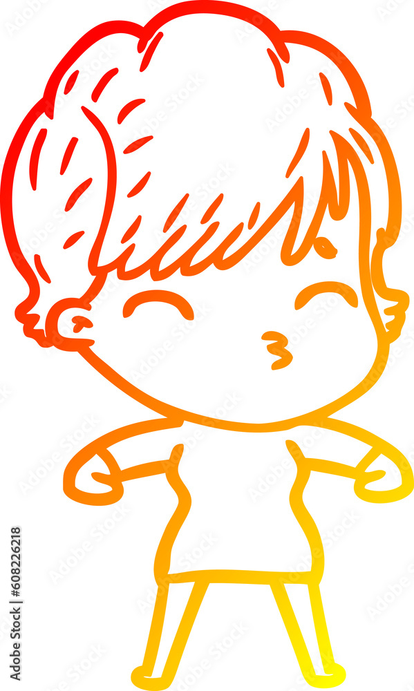 warm gradient line drawing of a cartoon woman thinking warm gradient line drawing of a cartoon woman thinking