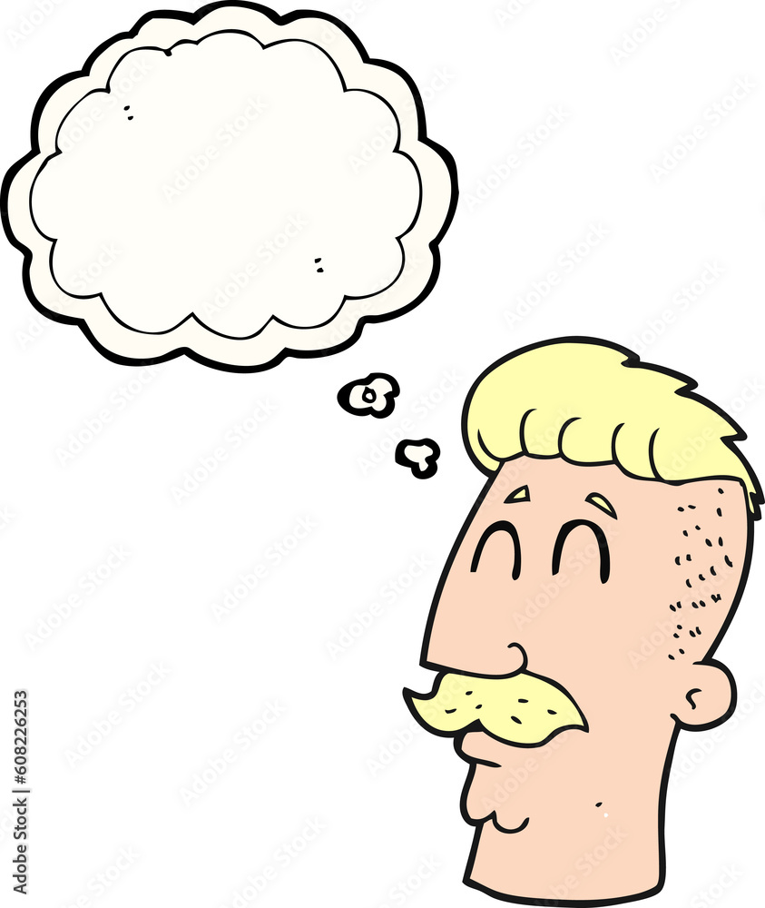 freehand drawn thought bubble cartoon man with hipster hair cut freehand drawn thought bubble cartoon man with hipster hair cut