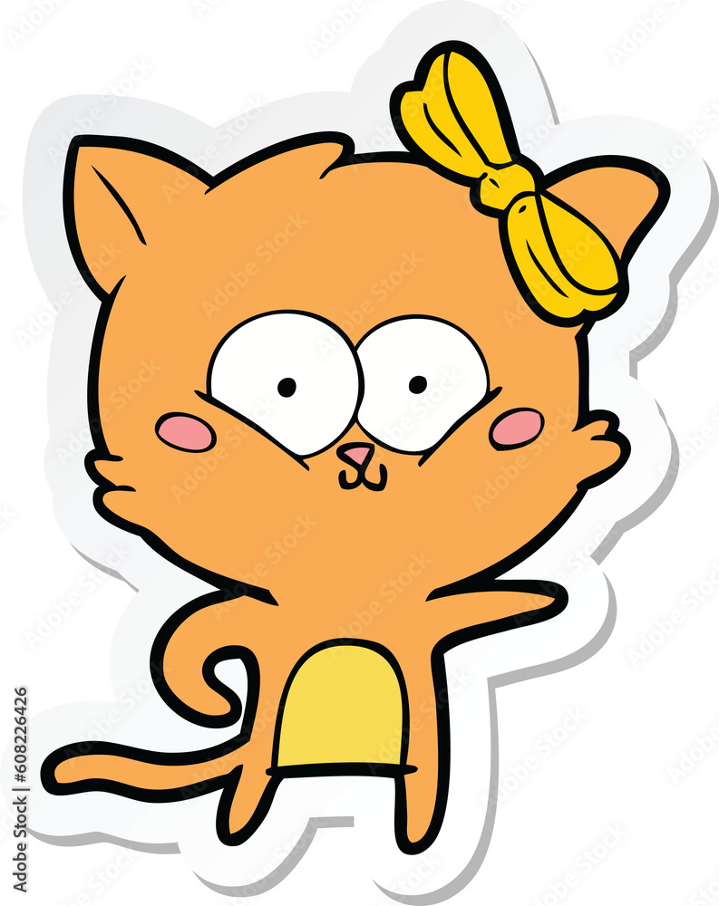 sticker of a cartoon cat sticker of a cartoon cat