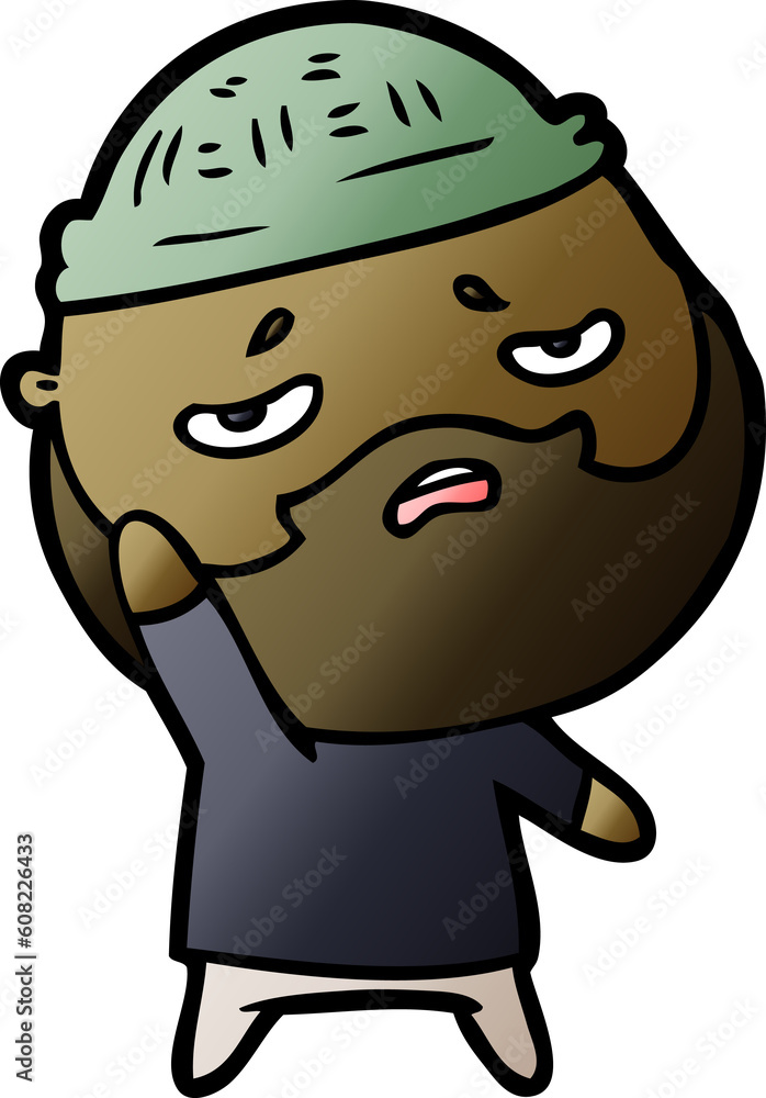 cartoon worried man with beard