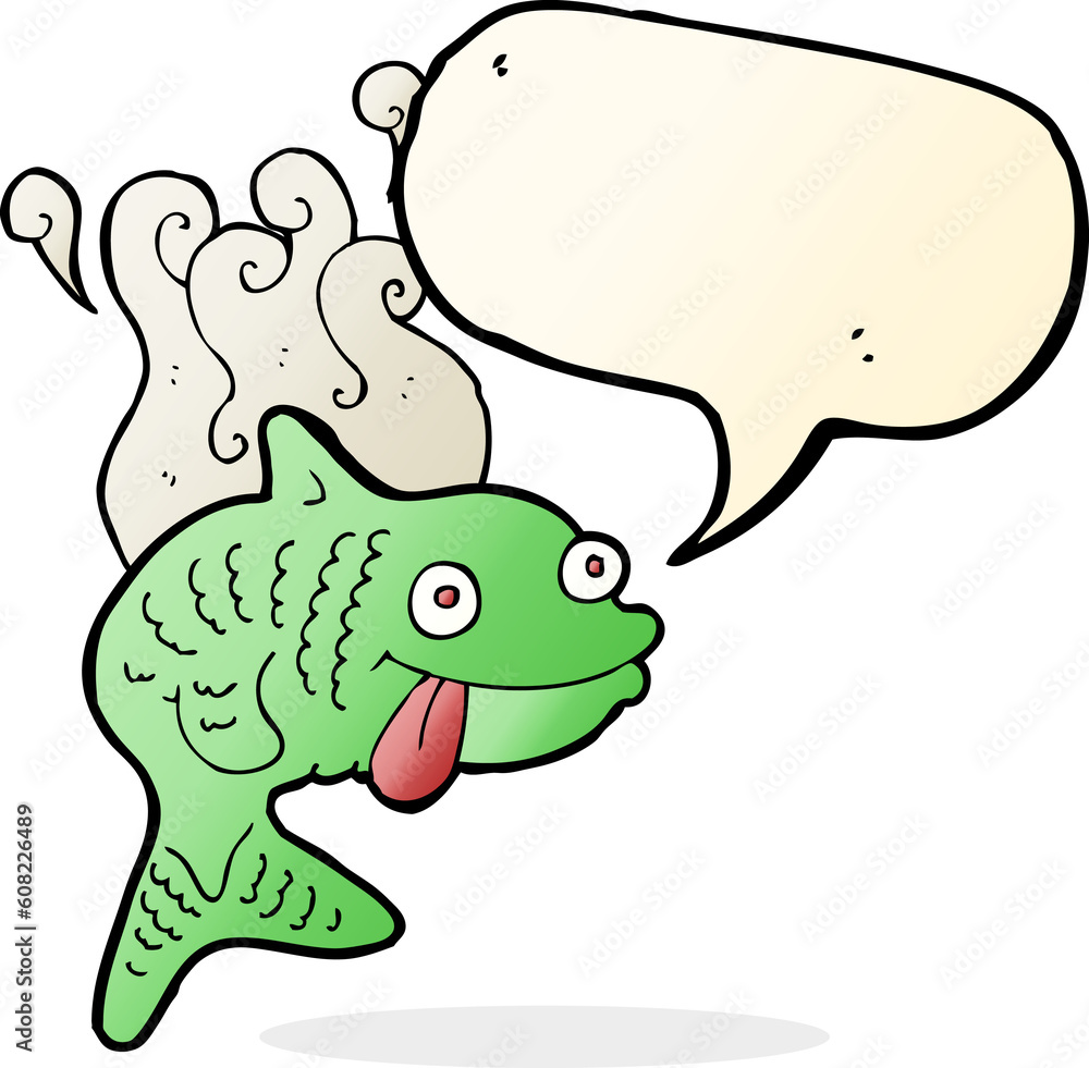Obraz premium cartoon smelly fish with speech bubble