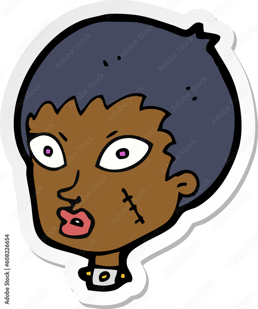sticker of a cartoon female zombie head sticker of a cartoon female zombie head