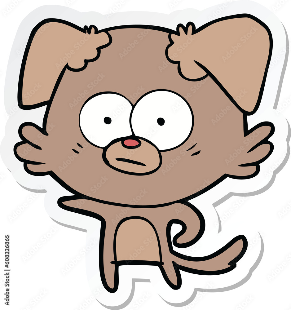 sticker of a nervous dog cartoon sticker of a nervous dog cartoon