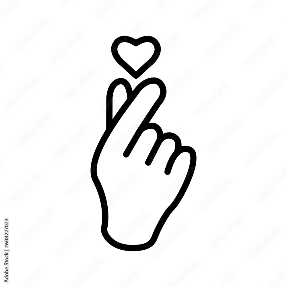 Obraz premium Hand Love Mini Heart Love Line Icon color editable