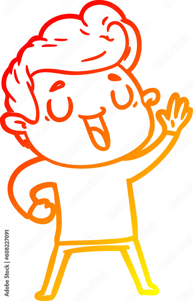 warm gradient line drawing of a happy cartoon man warm gradient line drawing of a happy cartoon man