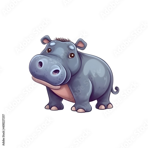 Majestic Hippopotamus  Enchanting 2D Artwork
