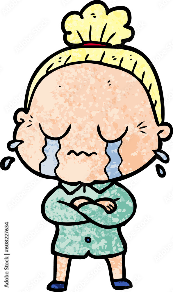 cartoon crying old lady