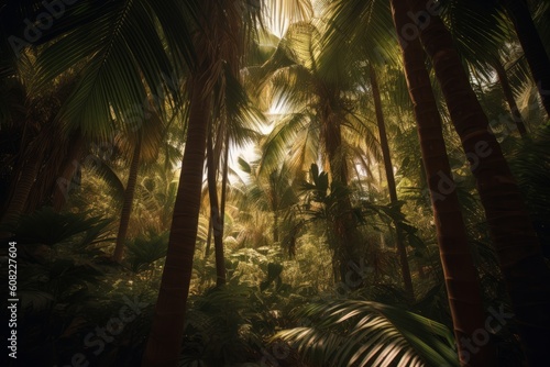 Ai generated illustration of palm forest