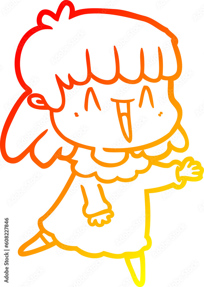 warm gradient line drawing of a cartoon woman warm gradient line drawing of a cartoon woman