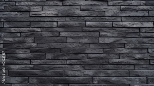 Texture of a black painted brick wall as a background. Generative AI
