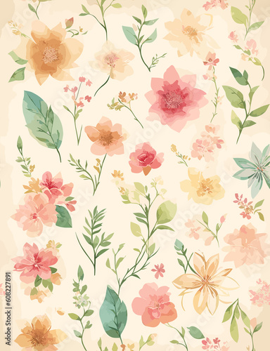 Colorful floral vintage background pattern (Generative AI)