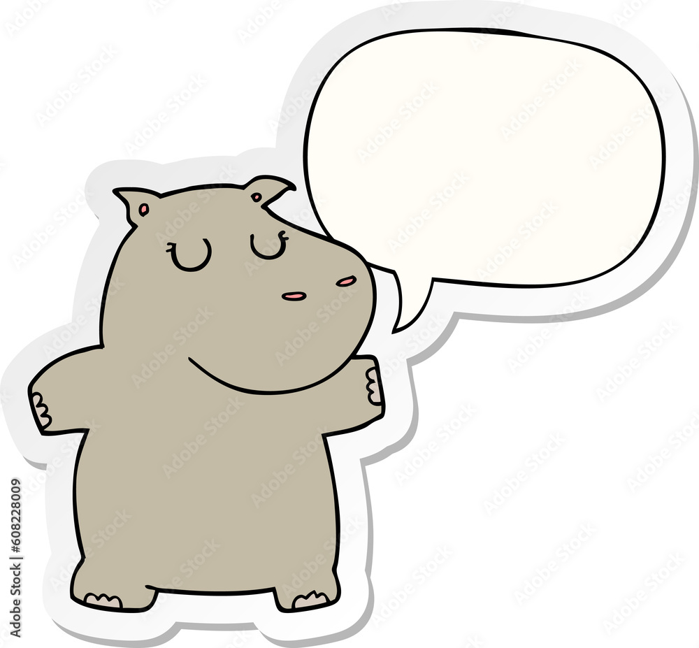 cartoon hippo with speech bubble sticker cartoon hippo with speech bubble sticker