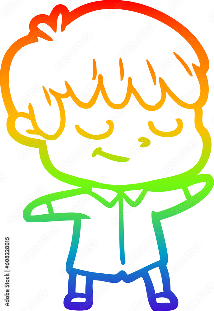 rainbow gradient line drawing of a cartoon happy boy rainbow gradient line drawing of a cartoon happy boy
