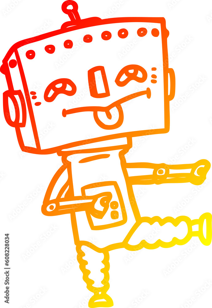 warm gradient line drawing of a cartoon robot warm gradient line drawing of a cartoon robot