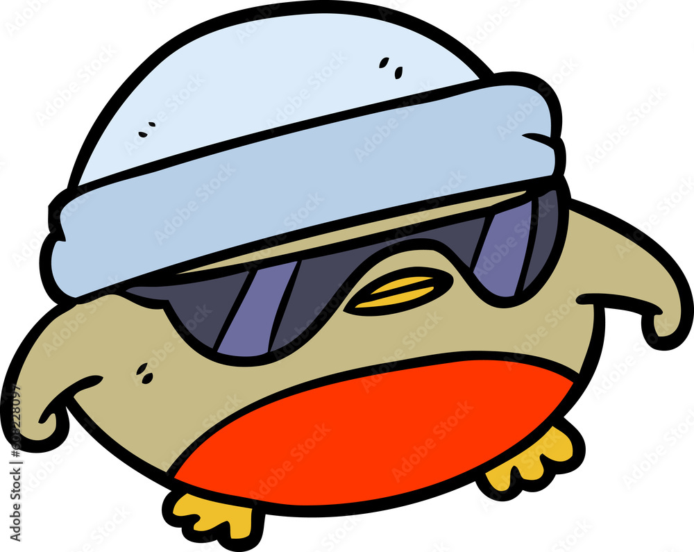cool christmas robin cartoon with sunglasses cool christmas robin cartoon with sunglasses