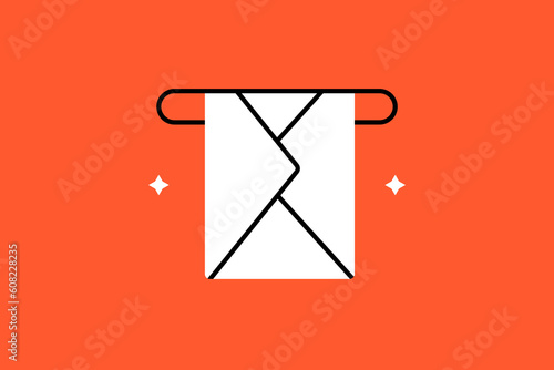 Vector letter illustration in flat design style, geometric message icon.