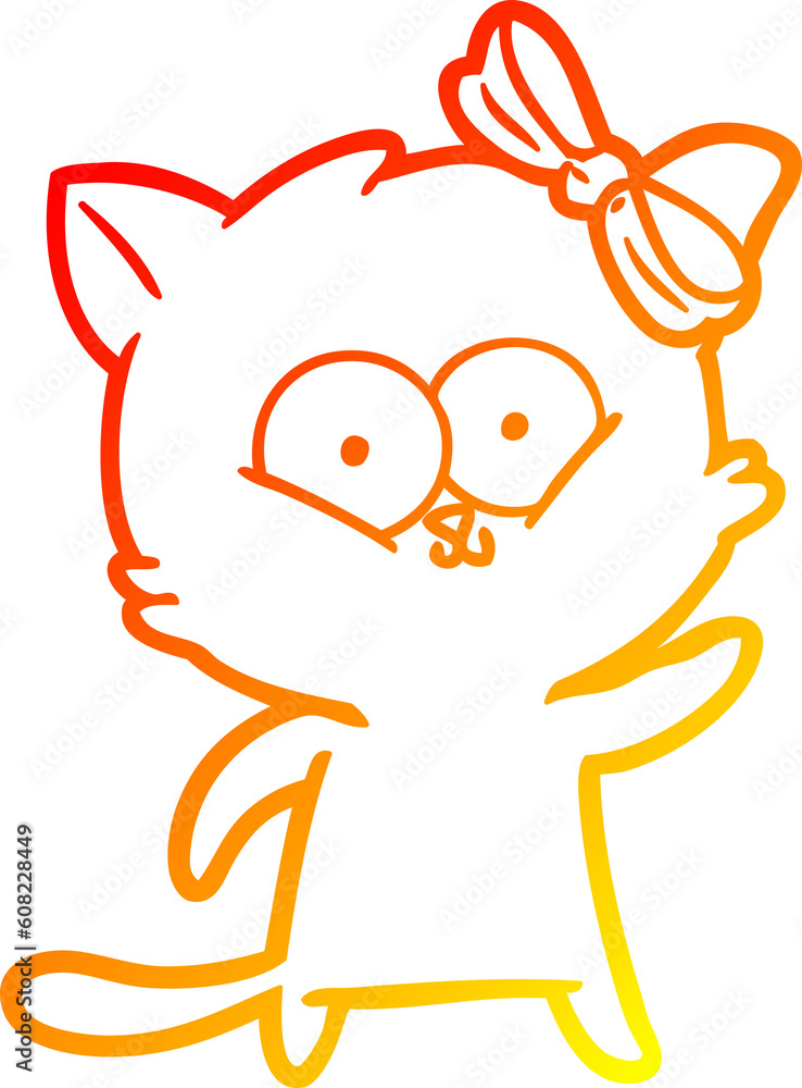 warm gradient line drawing of a cartoon cat warm gradient line drawing of a cartoon cat