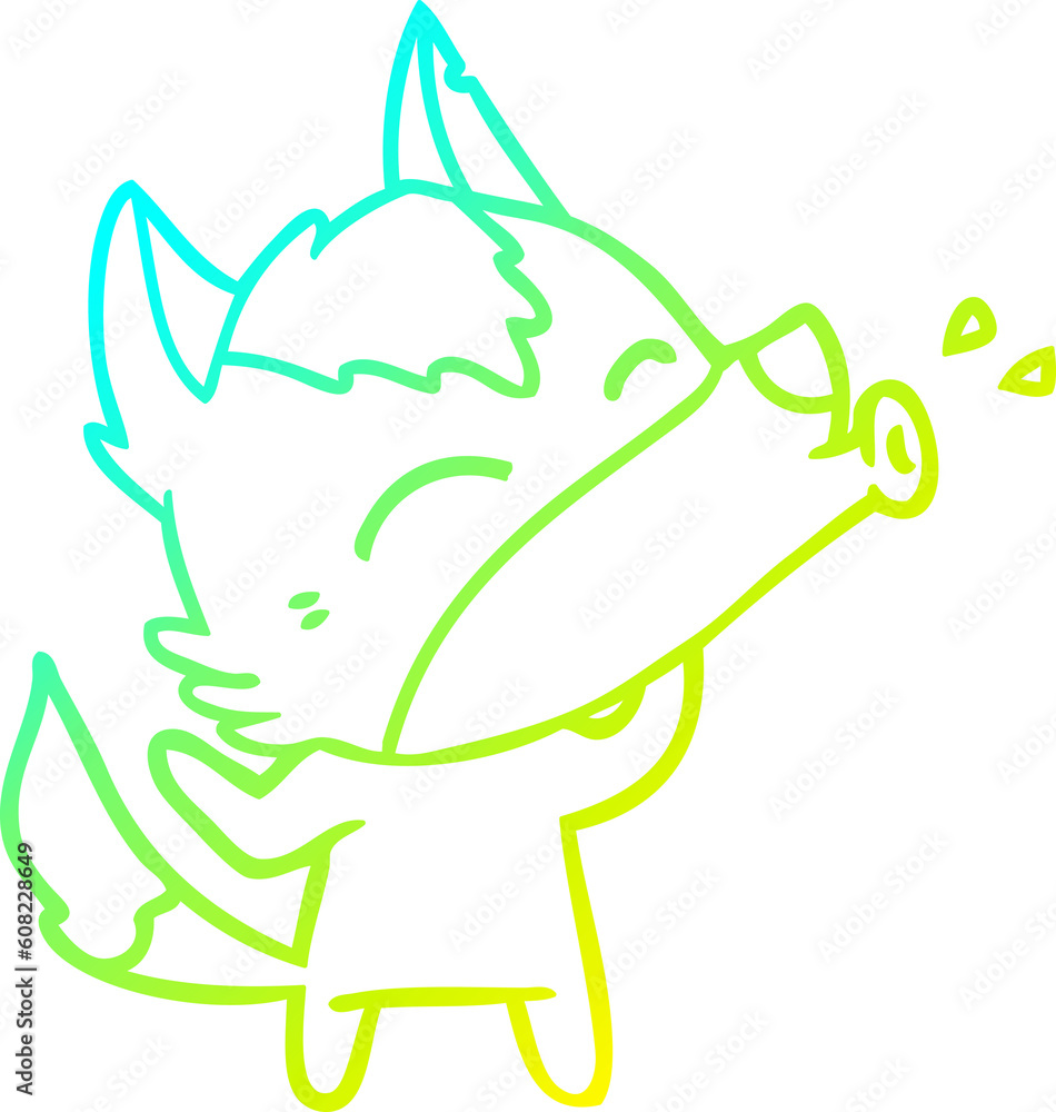 Obraz premium cold gradient line drawing of a howling wolf cartoon