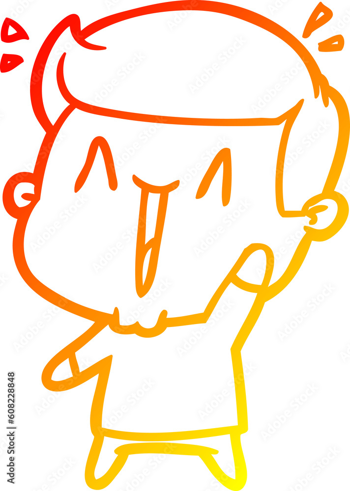 warm gradient line drawing of a cartoon excited man