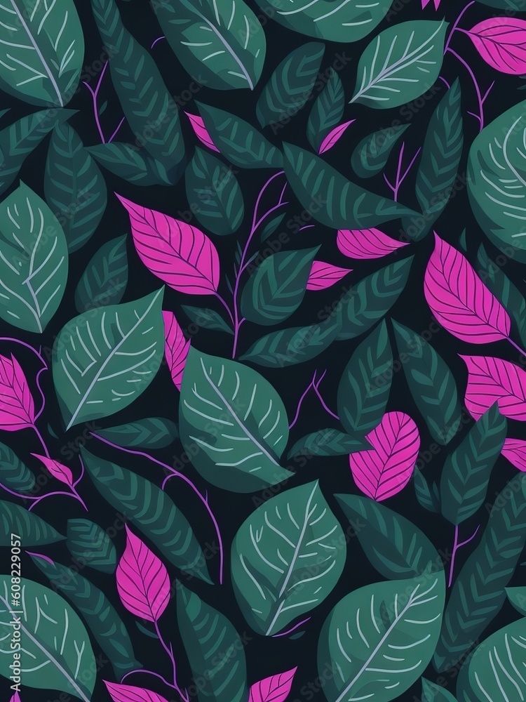 Seamless pattern with leaves. Generative A.I