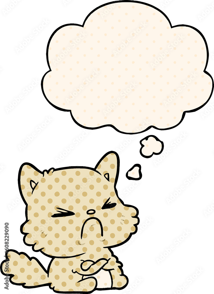 cartoon angry cat with thought bubble in comic book style cartoon angry cat with thought bubble in comic book style