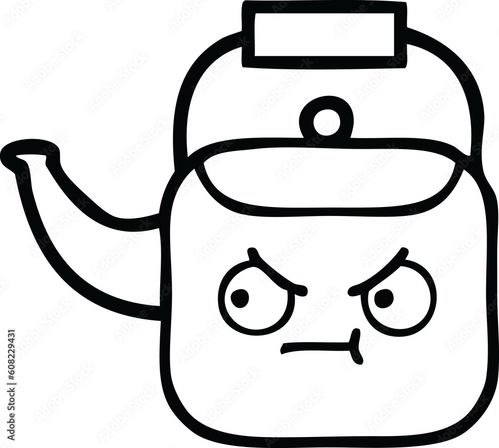 line drawing cartoon of a kettle line drawing cartoon of a kettle