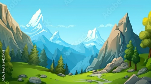 Abstract background mountain nature. Illustration breathes life into the wonders of mountainous nature, with its peaks and valleys, by a thoughtfully designed banner. Generative AI.