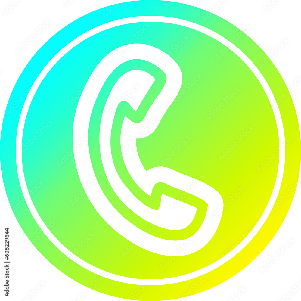 telephone handset circular icon with cool gradient finish telephone handset circular icon with cool gradient finish