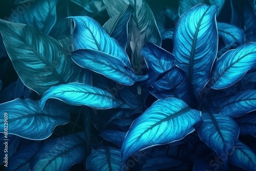 Abstract color tropical leaves foliage plant with color space background. Generative AI