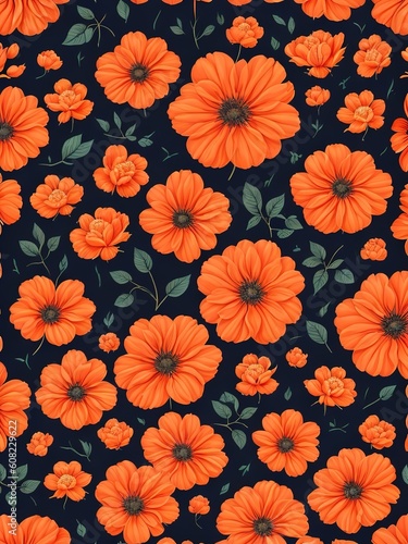 Seamless pattern with flowers and mushrooms. A pattern of roses. Generative A.I