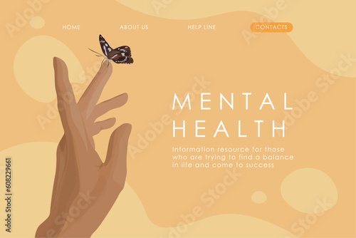 Mental health help line psychology website background landing page