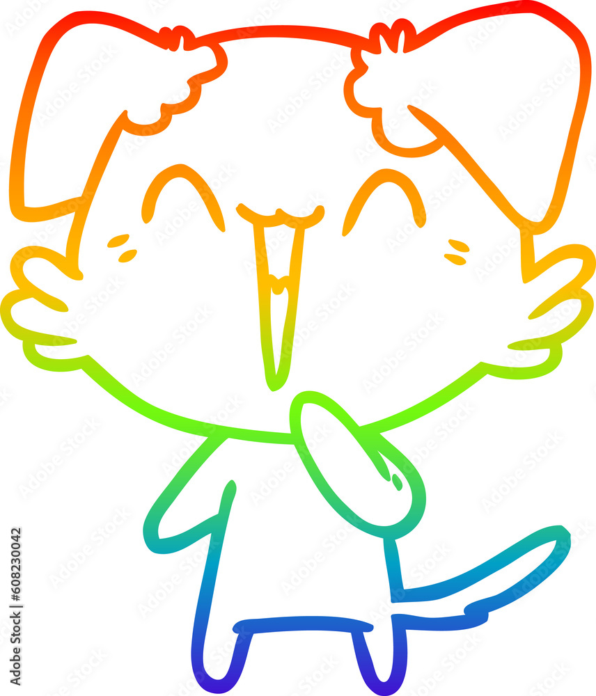 rainbow gradient line drawing of a laughing little dog cartoon rainbow gradient line drawing of a laughing little dog cartoon
