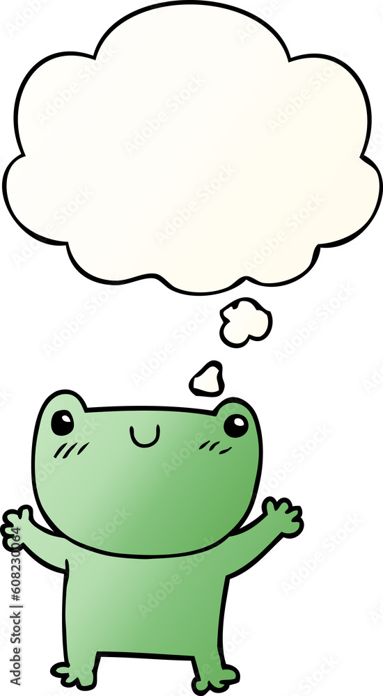 cartoon frog with thought bubble in smooth gradient style cartoon frog with thought bubble in smooth gradient style