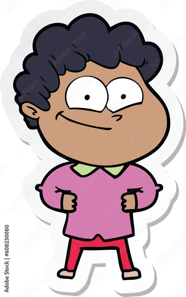 sticker of a cartoon happy man