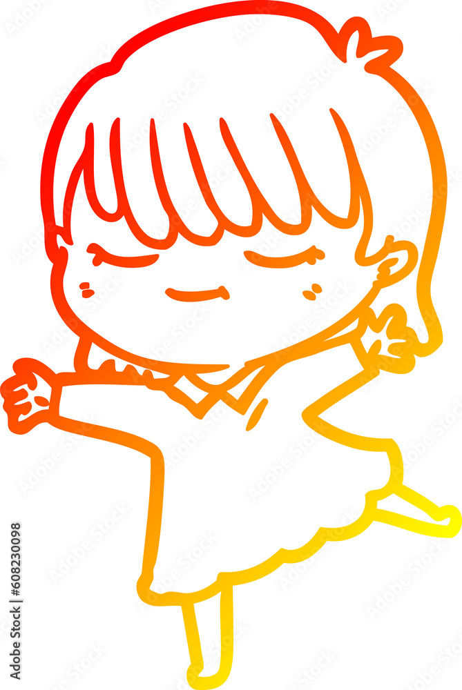 Obraz premium warm gradient line drawing of a cartoon woman