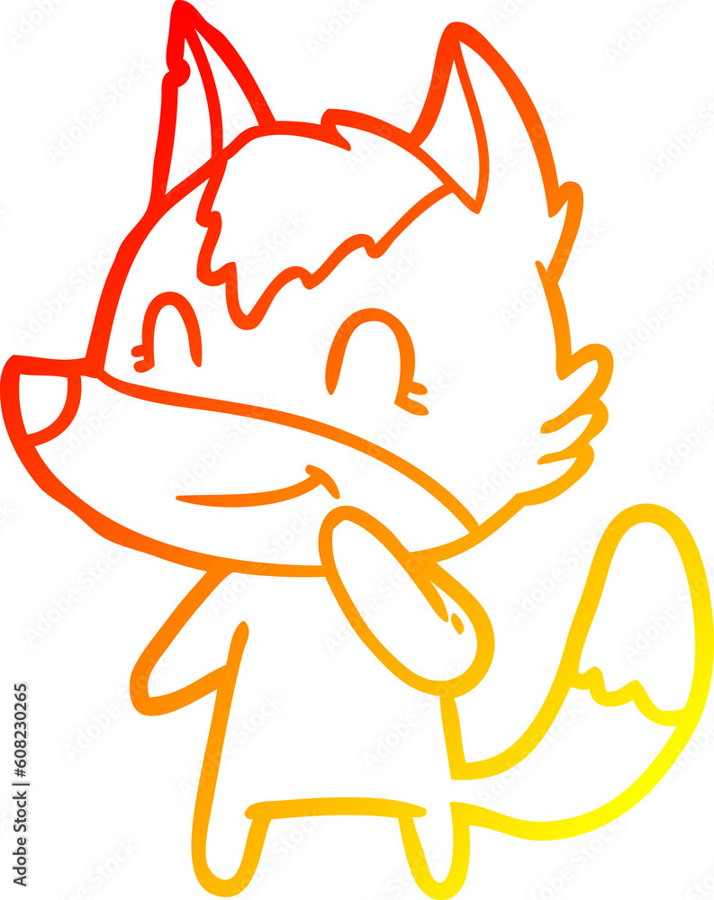 warm gradient line drawing of a friendly cartoon wolf warm gradient line drawing of a friendly cartoon wolf