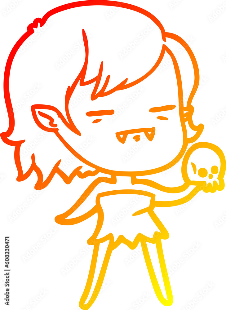 warm gradient line drawing of a cartoon undead vampire girl warm gradient line drawing of a cartoon undead vampire girl