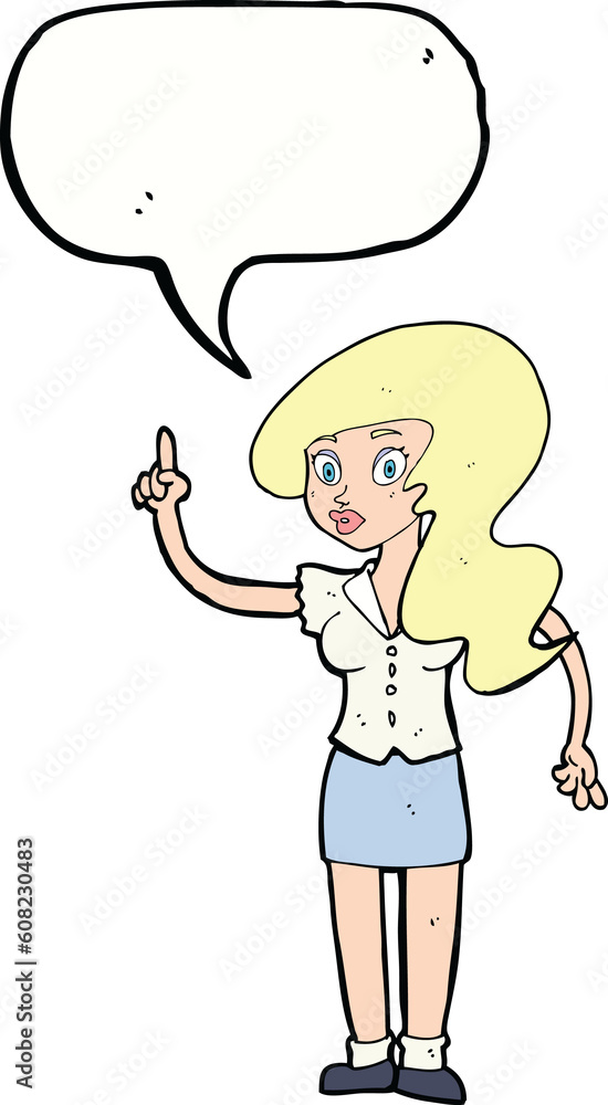 cartoon pretty woman with idea with speech bubble cartoon pretty woman with idea with speech bubble