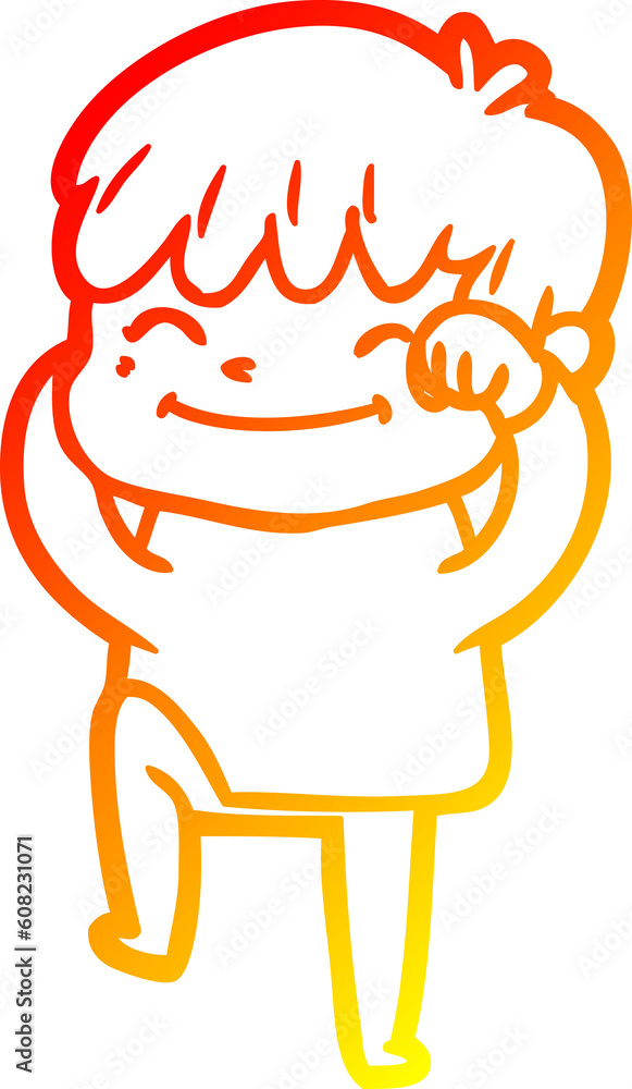 warm gradient line drawing of a cartoon happy boy warm gradient line drawing of a cartoon happy boy