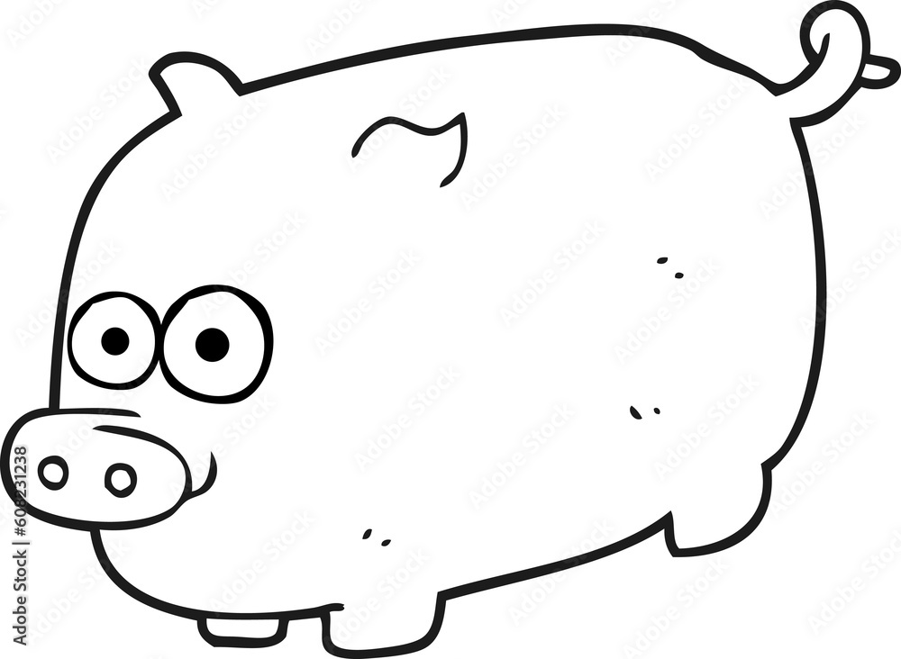 freehand drawn black and white cartoon pig freehand drawn black and white cartoon pig