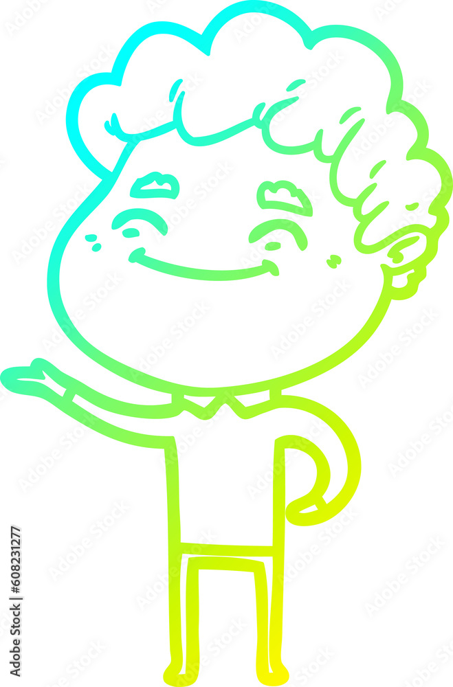 cold gradient line drawing of a cartoon friendly man cold gradient line drawing of a cartoon friendly man