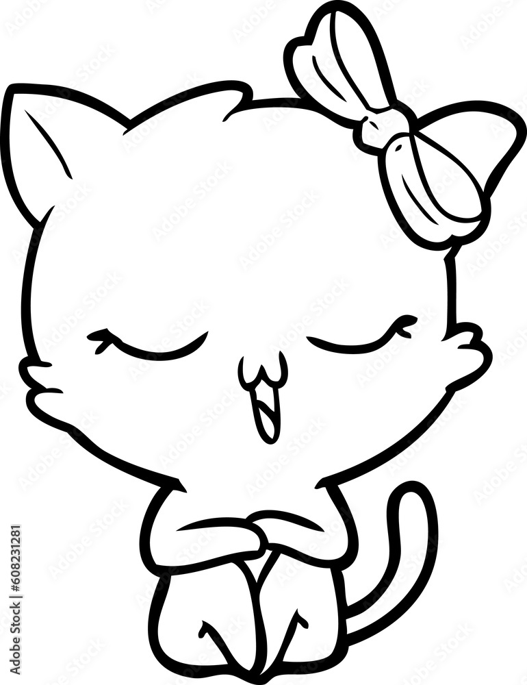 cartoon cat with bow on head cartoon cat with bow on head
