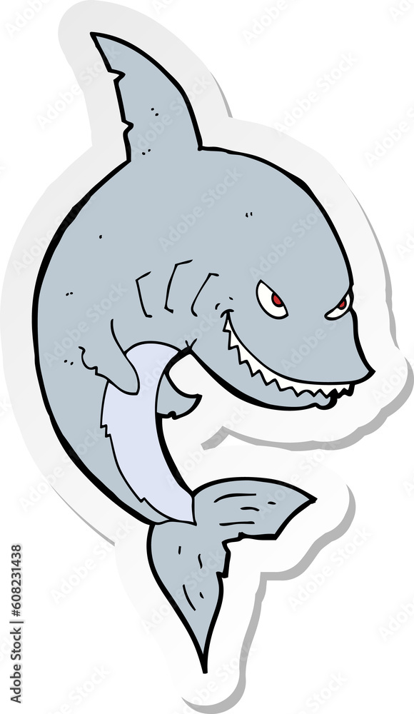 Obraz premium sticker of a funny cartoon shark