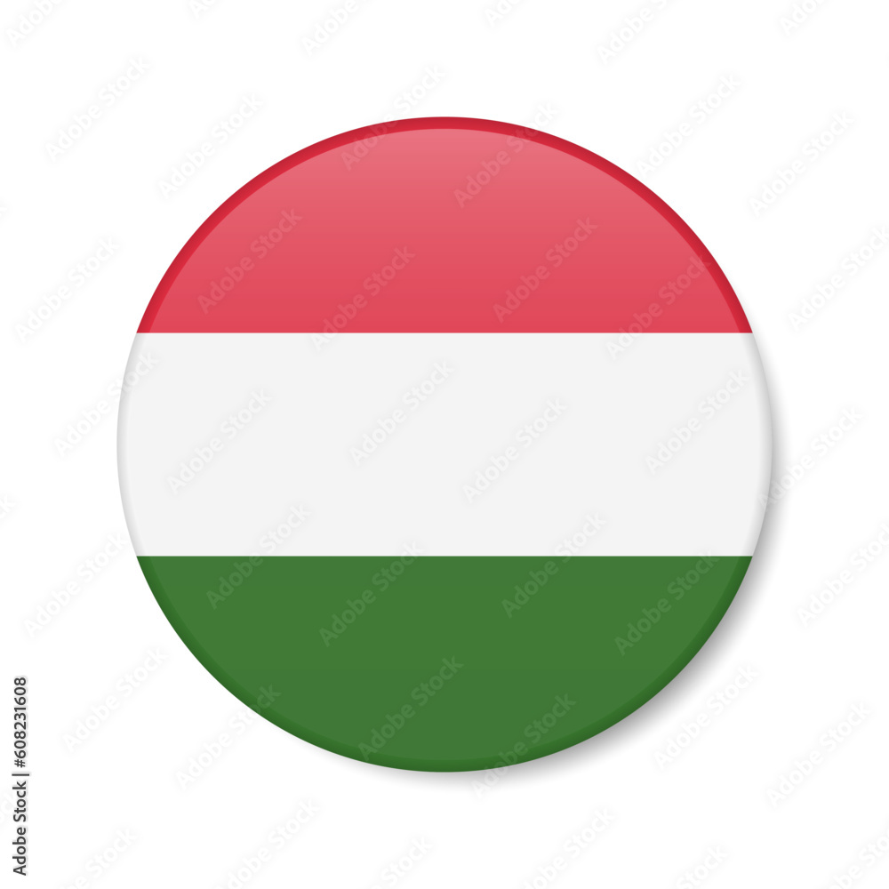 Hungary circle button icon. Hungarian round badge flag. 3D realistic isolated vector illustration Hungary circle button icon. Hungarian round badge flag. 3D realistic isolated vector illustration