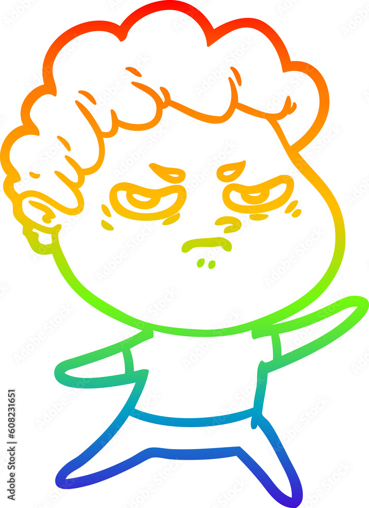rainbow gradient line drawing of a cartoon angry man rainbow gradient line drawing of a cartoon angry man