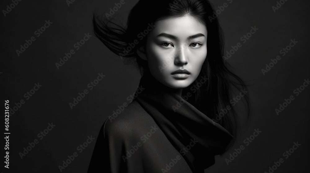 Illustration of a woman and abstract art, AI Generated Illustration of a woman and abstract art, AI Generated