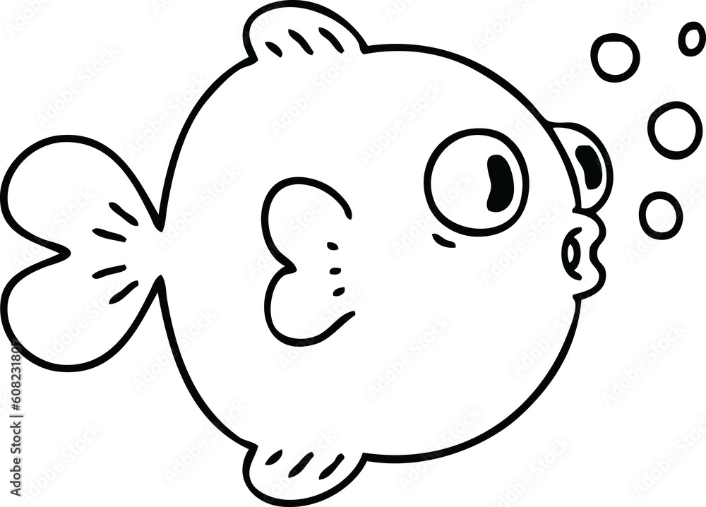 line drawing quirky cartoon fish line drawing quirky cartoon fish