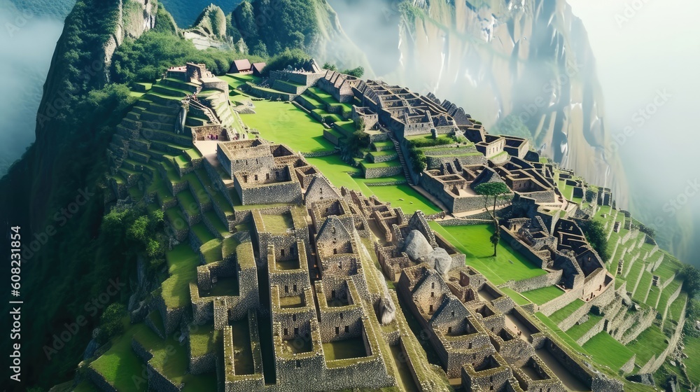 Majestic ancient ruins in Machu Picchu, Peru, stand as a testament to