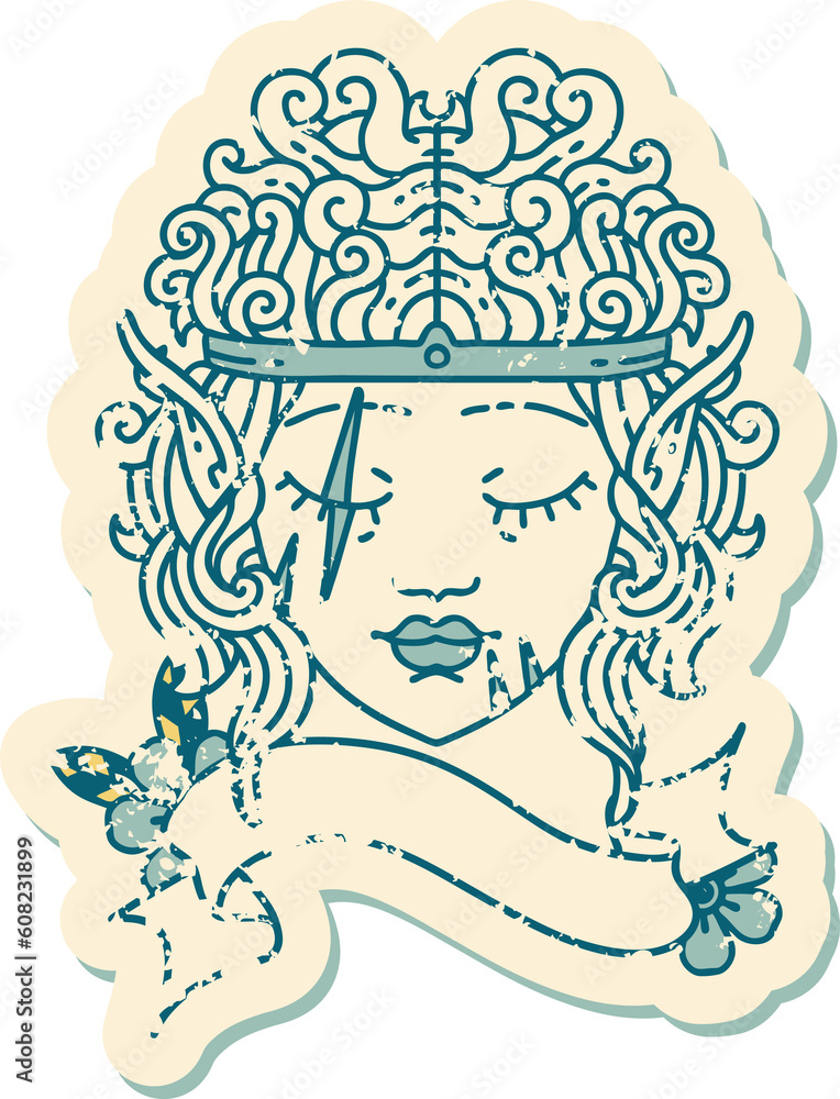 Retro Tattoo Style elf barbarian character face Retro Tattoo Style elf barbarian character face